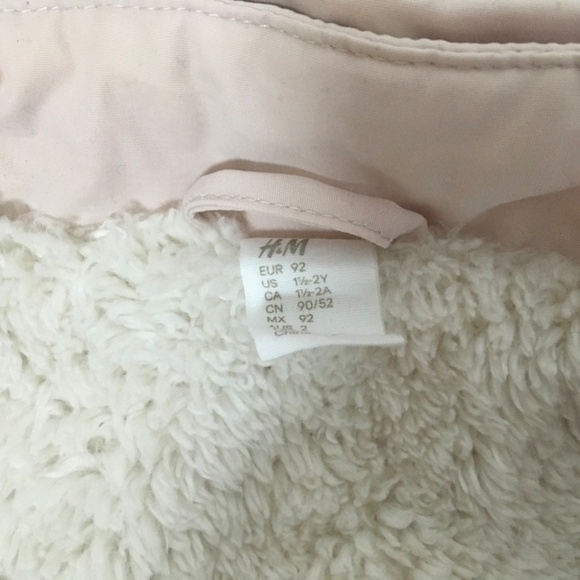 H&M WARM WINTER JACKET SIZE 1 1/2 - 2YR LIGHT PINK/CREAM COLOR - Picture 4 of 8